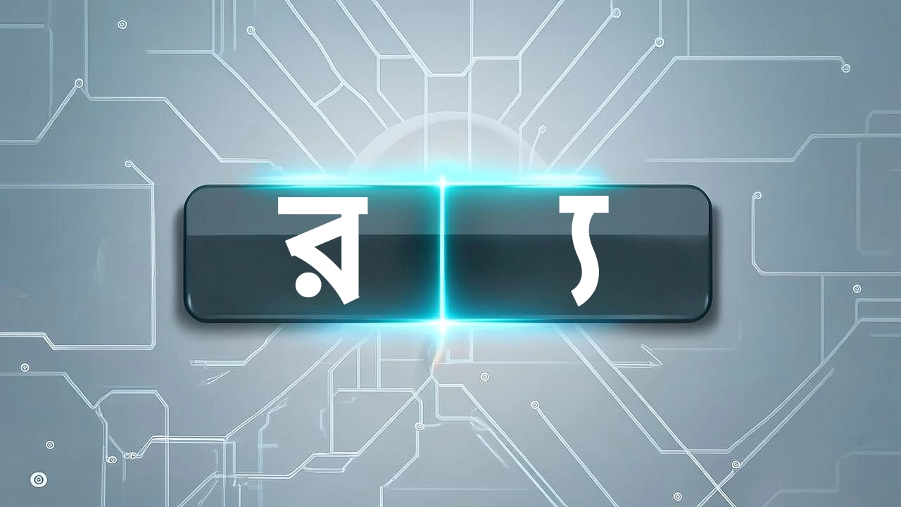 নন-ফোনেটিক কিবোর্ডে র্য (র-এ য-ফলা) লেখার উপায়