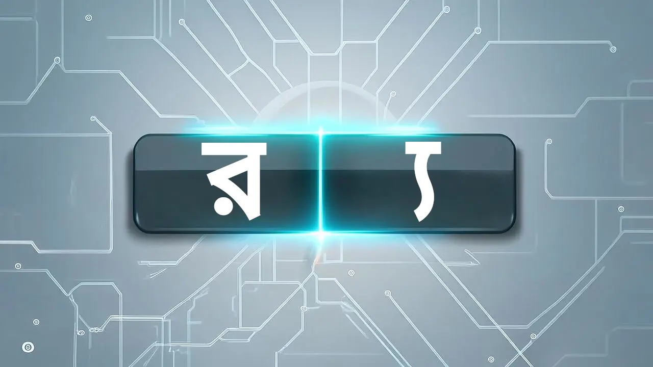 নন-ফোনেটিক কিবোর্ডে র্য (র-এ য-ফলা) লেখার উপায়